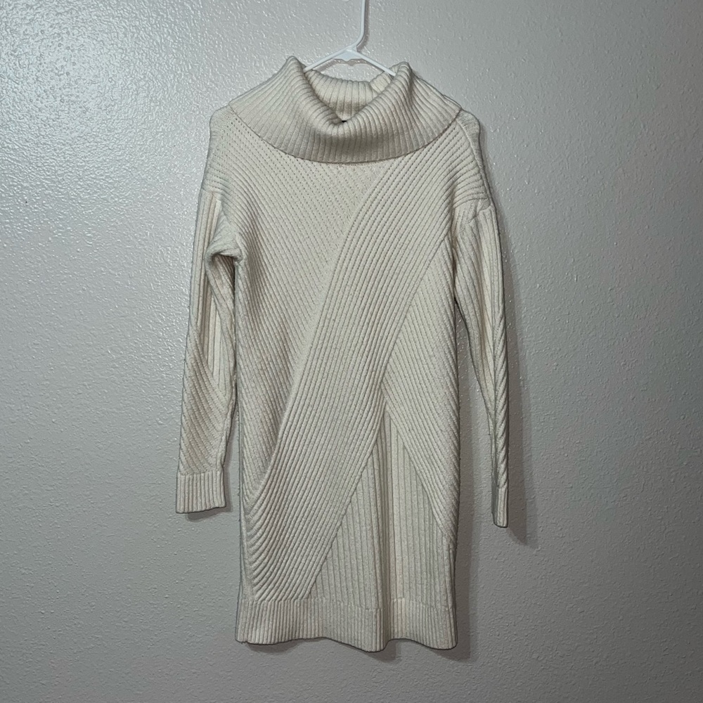 Ann Taylor Petite Alpaca & Wool Blend Cowl Neck Knit Sweater Midi Dress Size MP